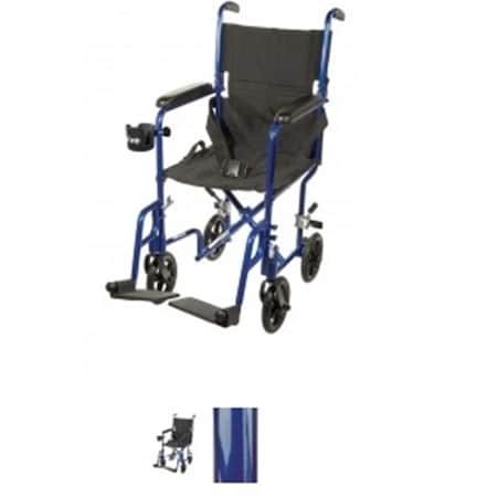 Refuah 17 Inch Aluminum Transport Chair Blue RE1757